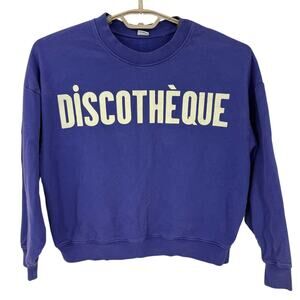 Clare V Discotheque Cropped  Sweatshirt purple Size Large